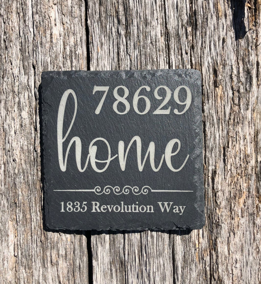 Personalized Home Address Slate Coasters (Set of 4)